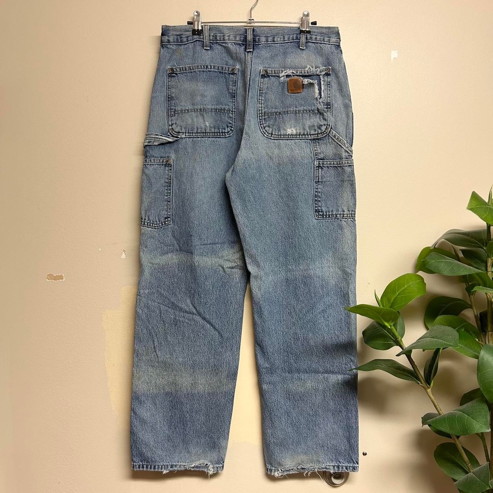 Vintage Carhartt B13 DPS Light Wash Distressed Carpenter Jeans 32x30.5 Mens